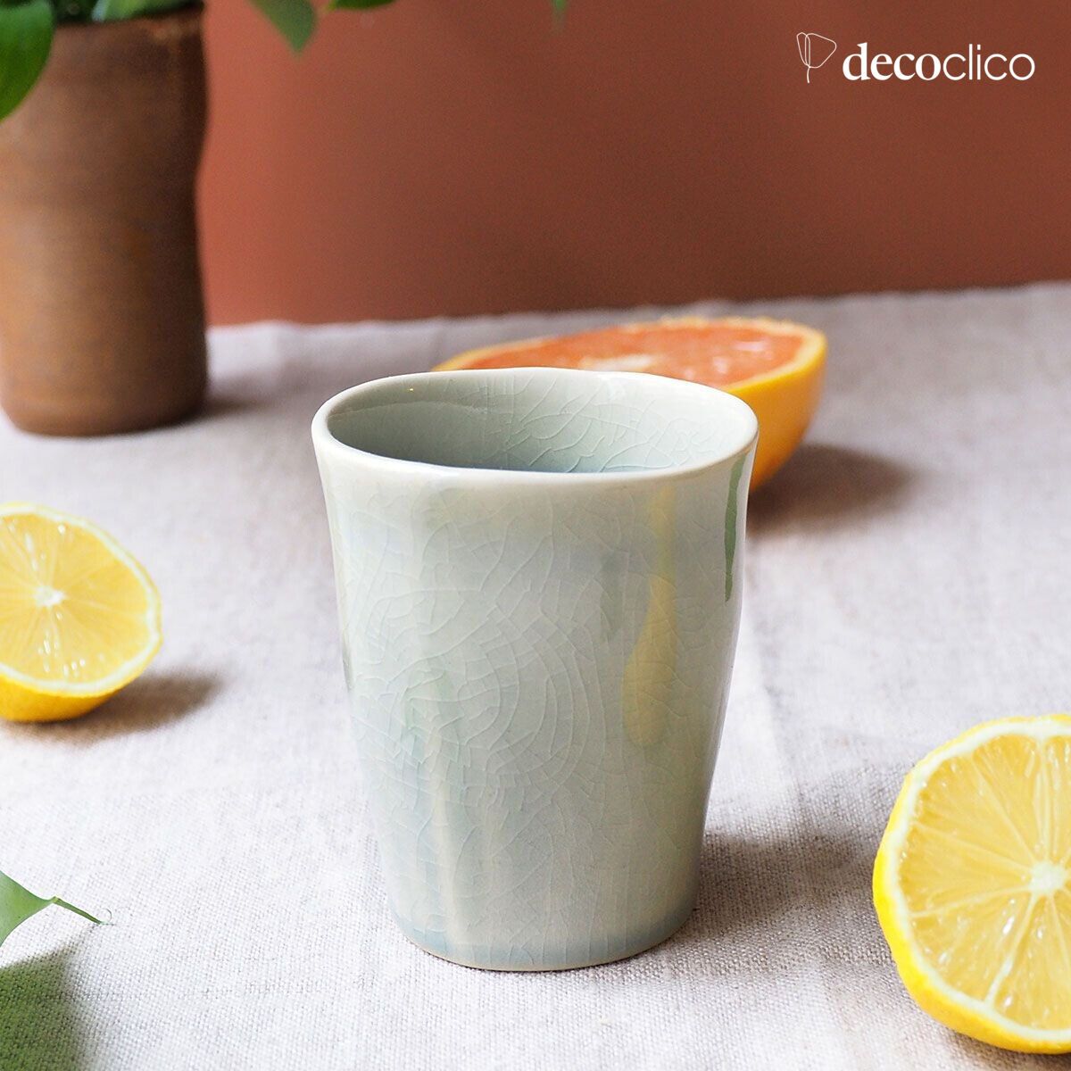 Set of 4 crackled aqua green ceramic espresso cups Frost