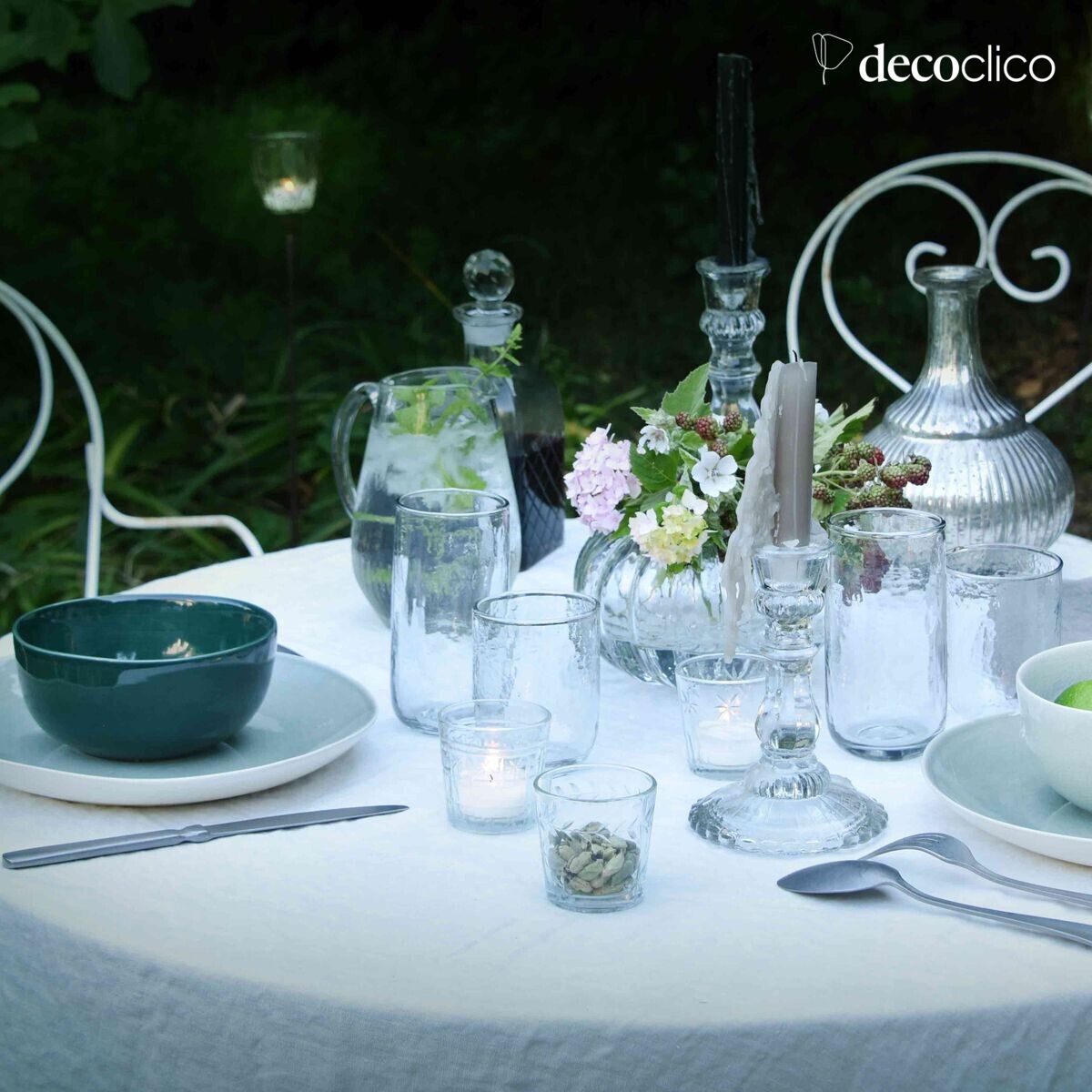 Set of 4 tall glasses in dappled glass