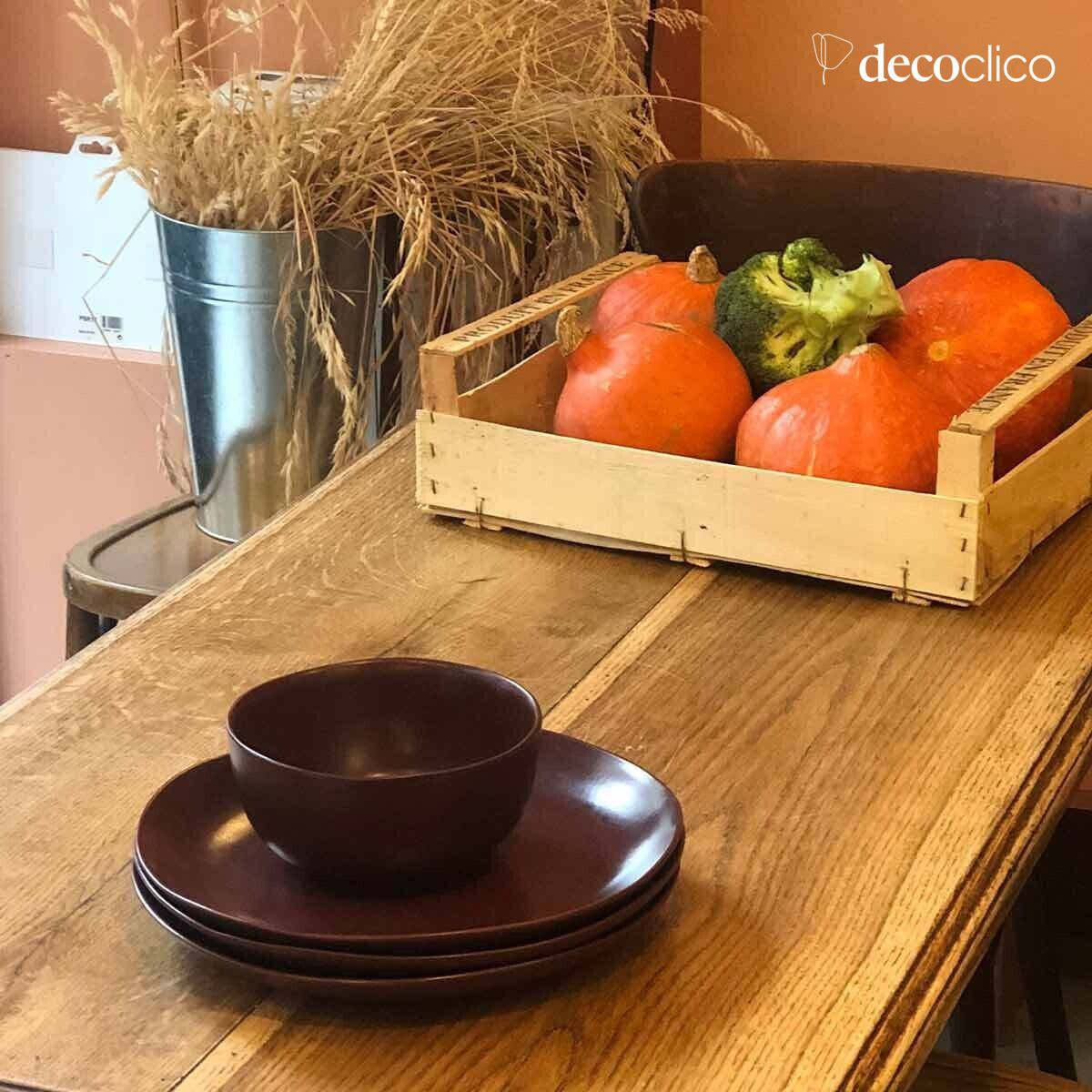 Set of 4 terracotta ceramic dinner plates  Fjord