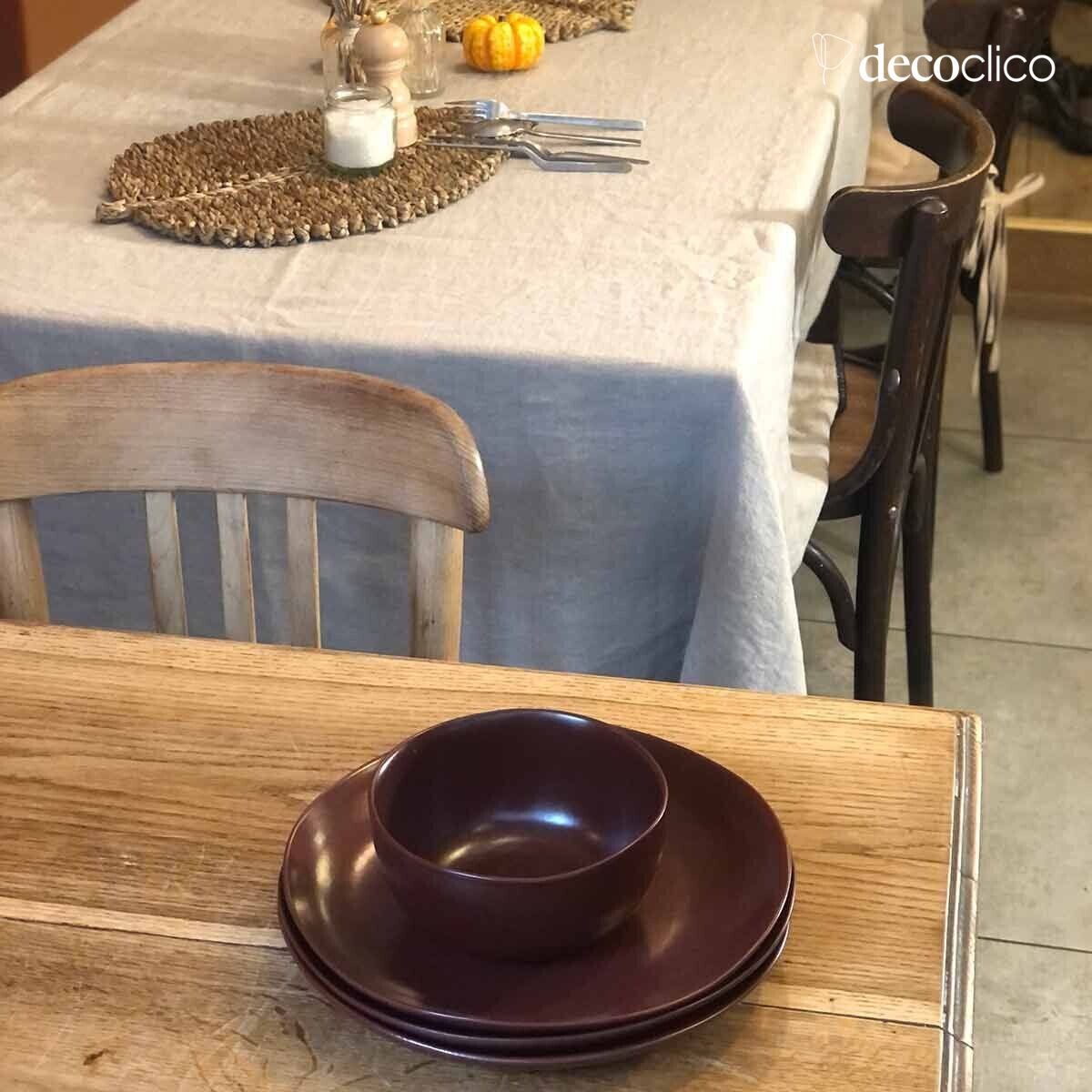 Set of 4 terracotta ceramic dinner plates  Fjord