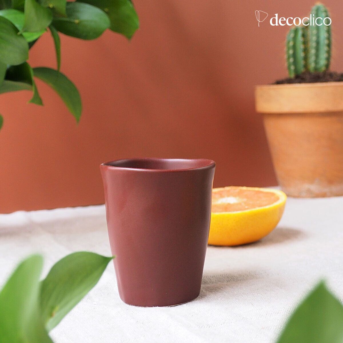 Set of 4 terracotta red ceramic espresso cups Fjord