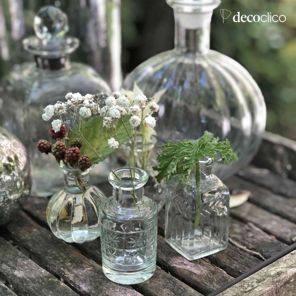 Set of 4 transparent engraved glass solifores Castille