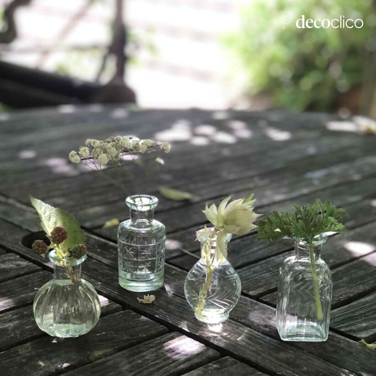 Set of 4 transparent glass bud vases MKG
