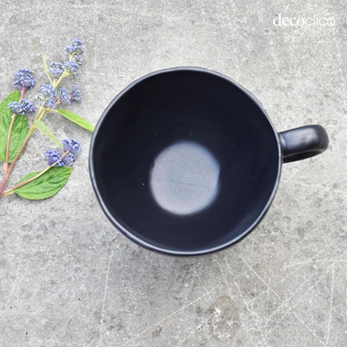 Set of 4 XXL matt black ceramic mugs Baco