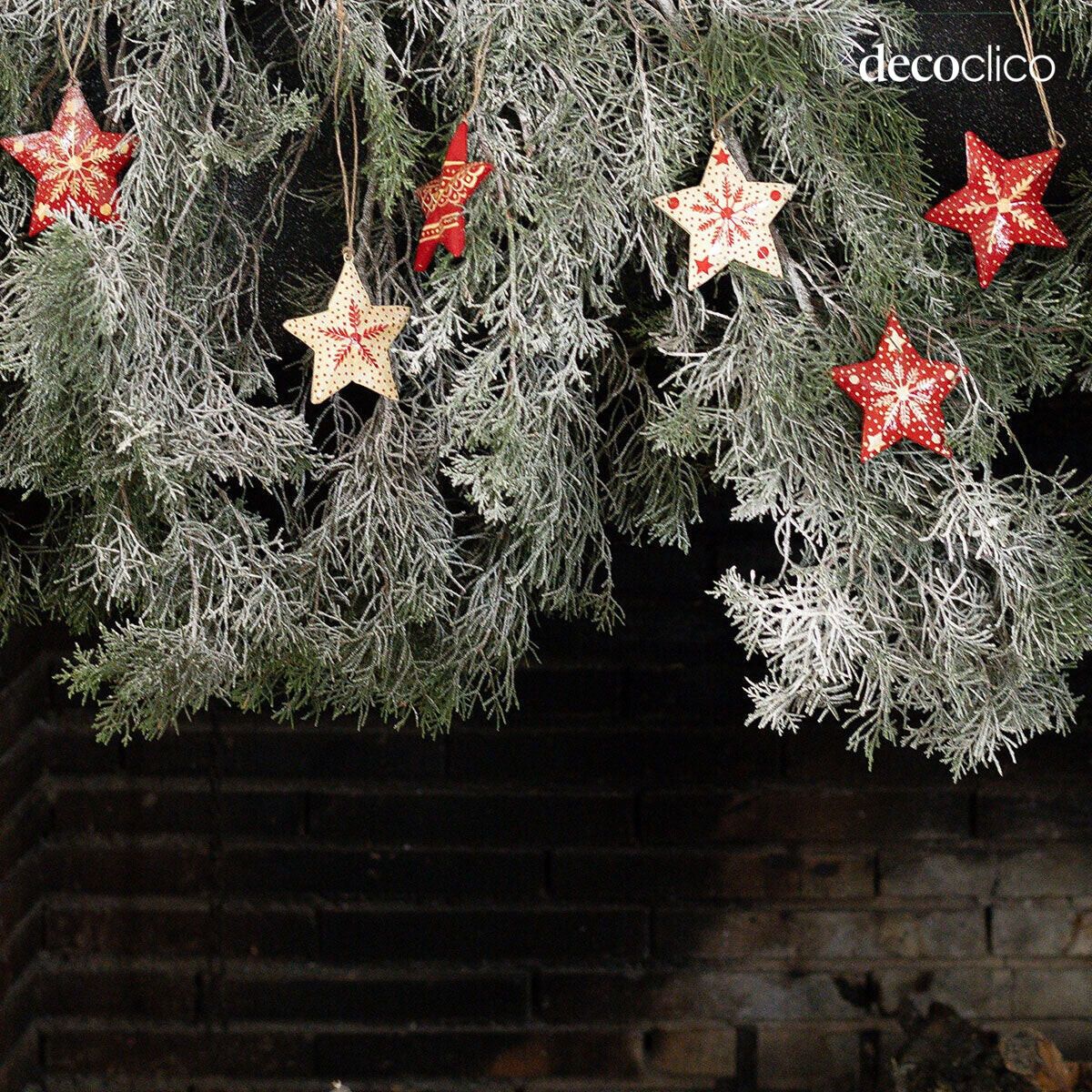 Set of 6 papier-mâché Christmas stars to hang pattern Flocon