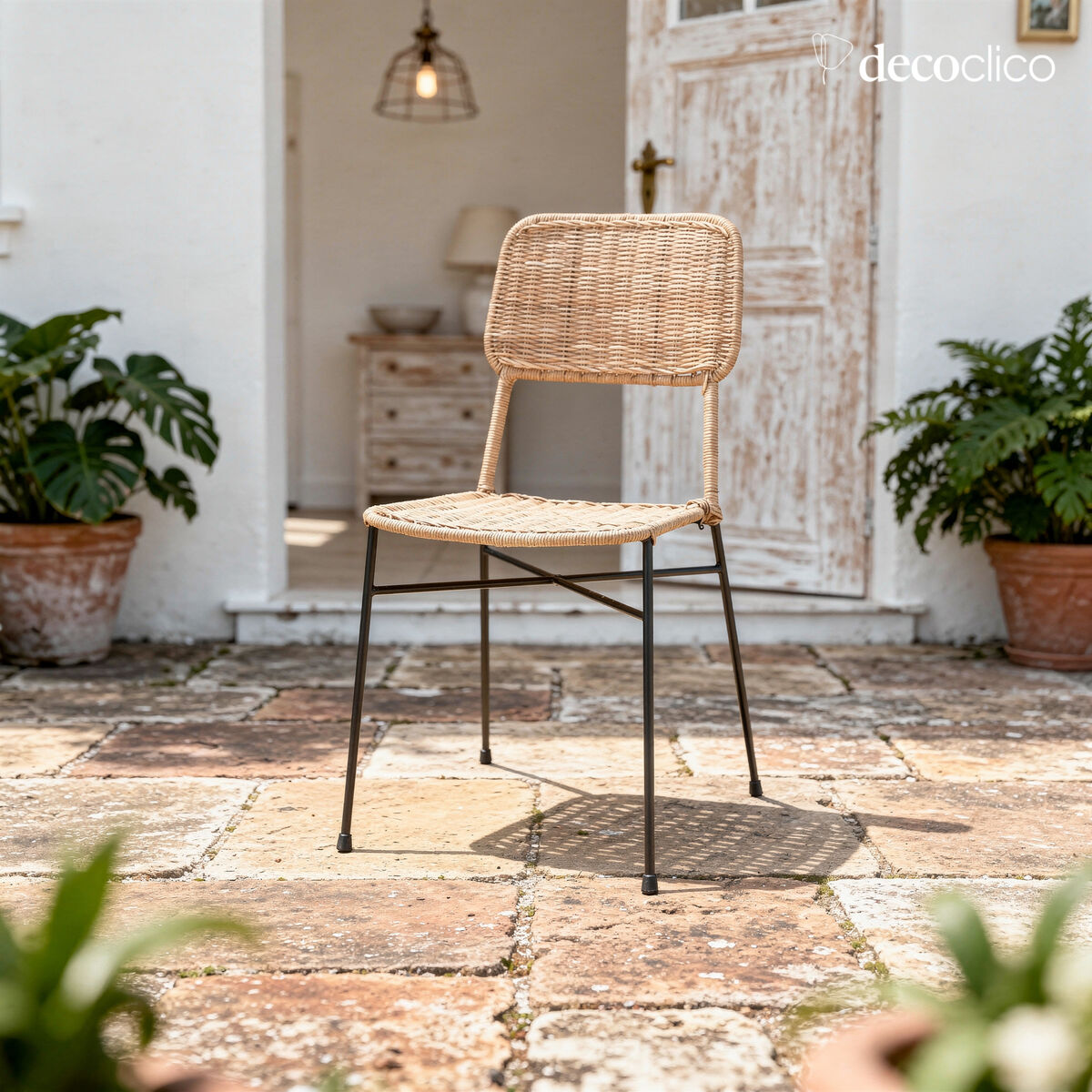 Set van 2 geweven rotan stoelen Aout