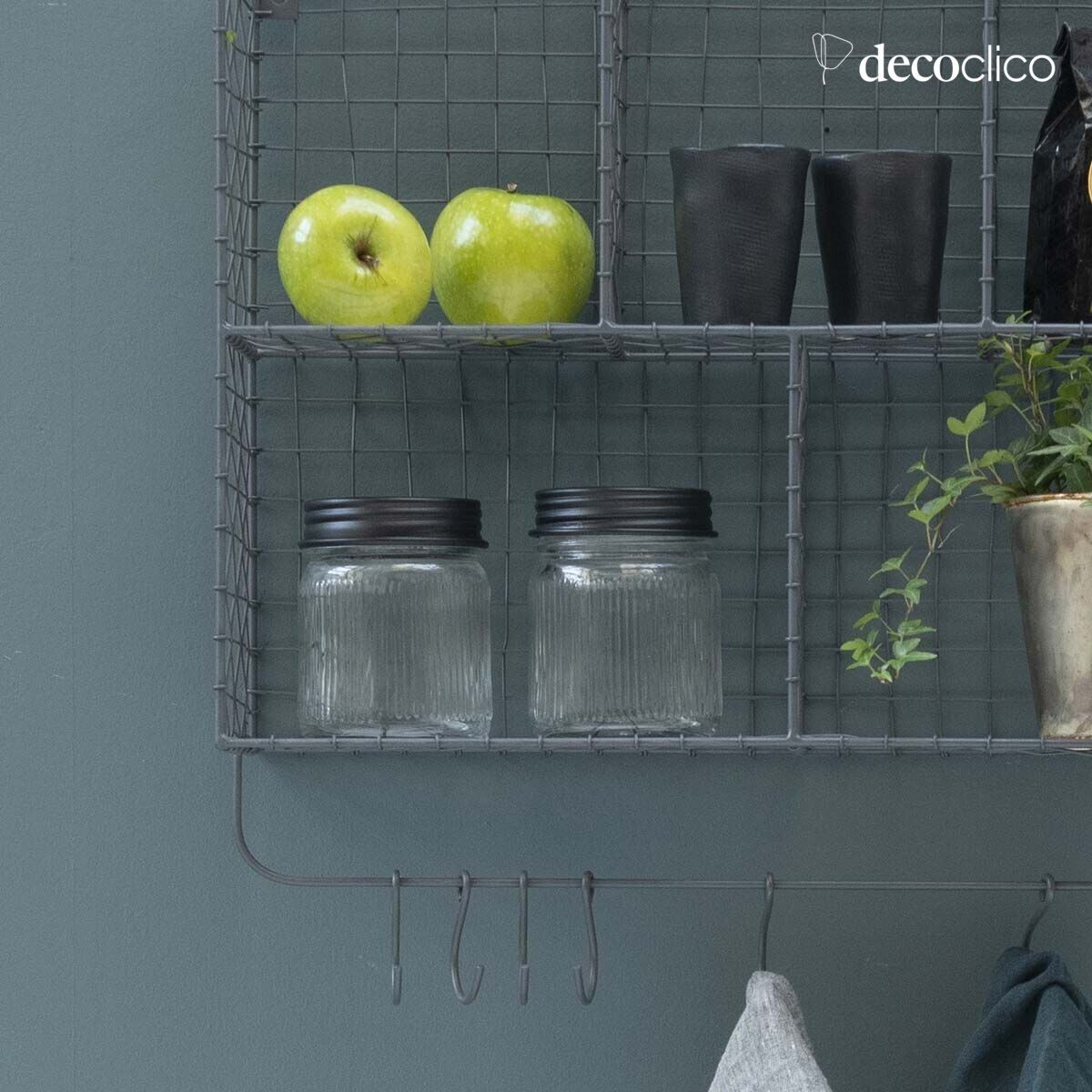 Set van 2 glazen en zwart koperen potten Chaumont