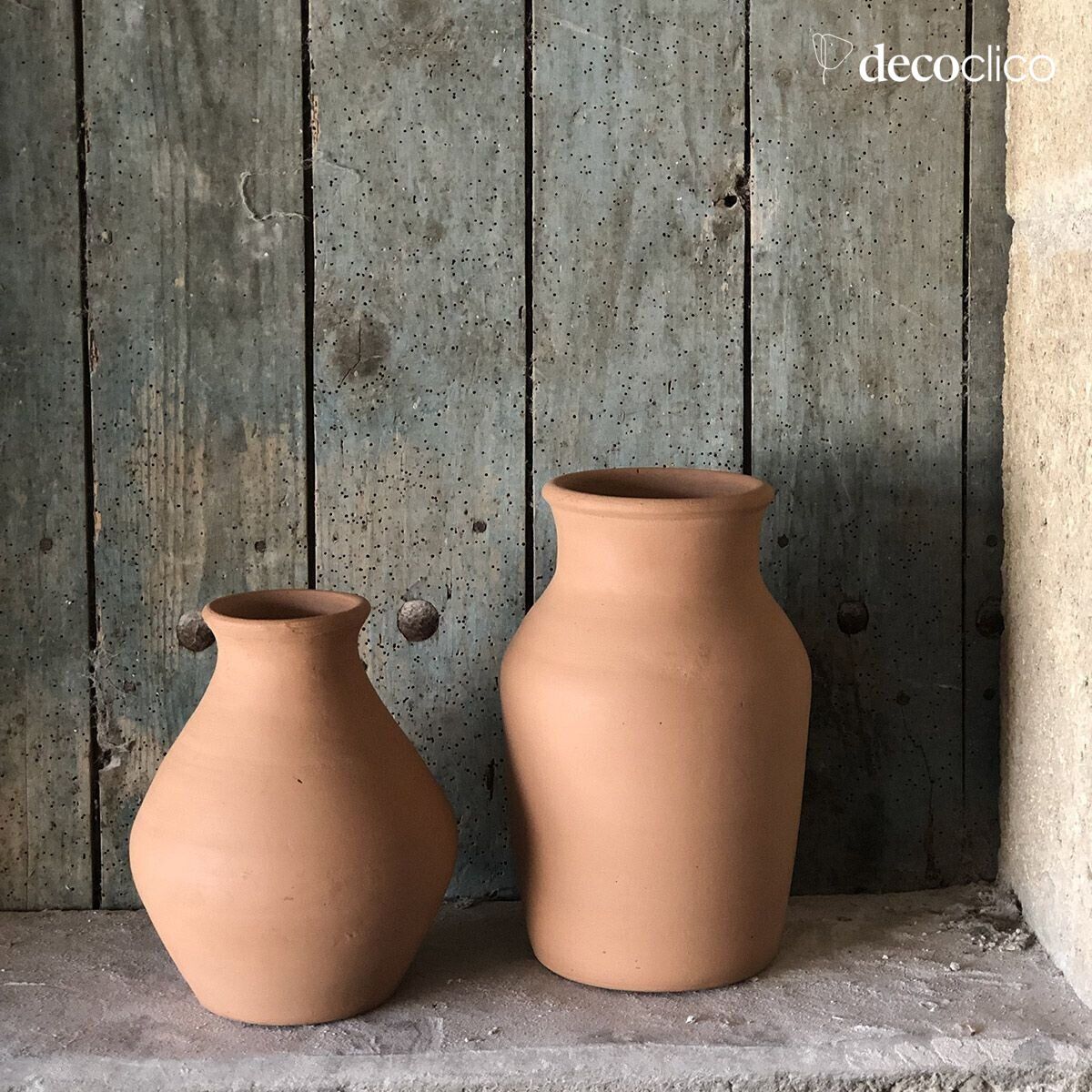 Set van 2 handgemaakte Alma terracotta vazen