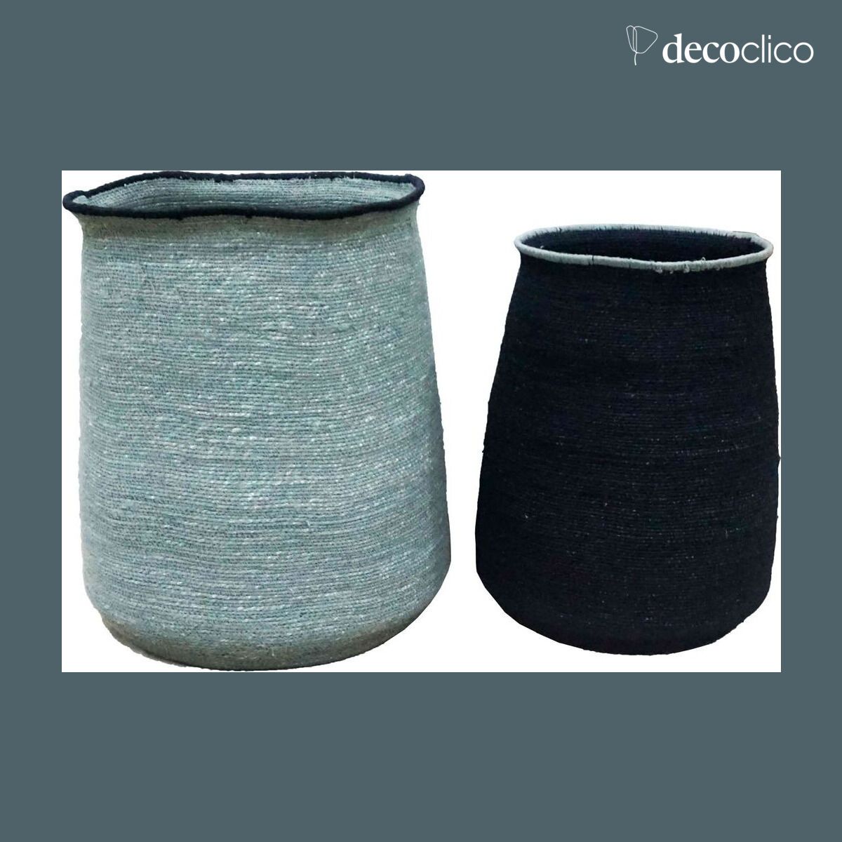 Set van 2 manden in zwart, blauw en gerande zeebies Bayadère