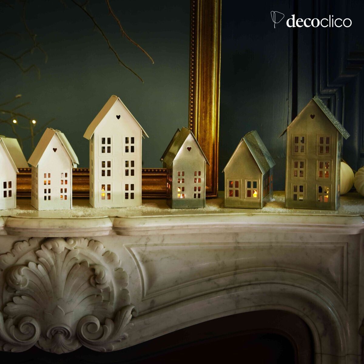 Set van 3 verzinkte metalen kandelaars voor in huis