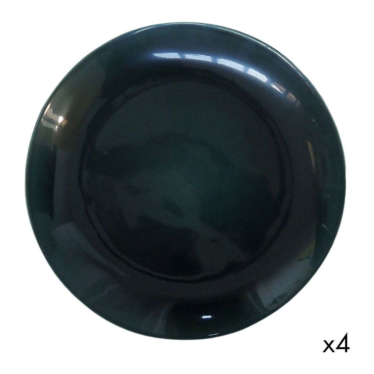 Set van 4 Engelse groene keramische dinerborden Lagune