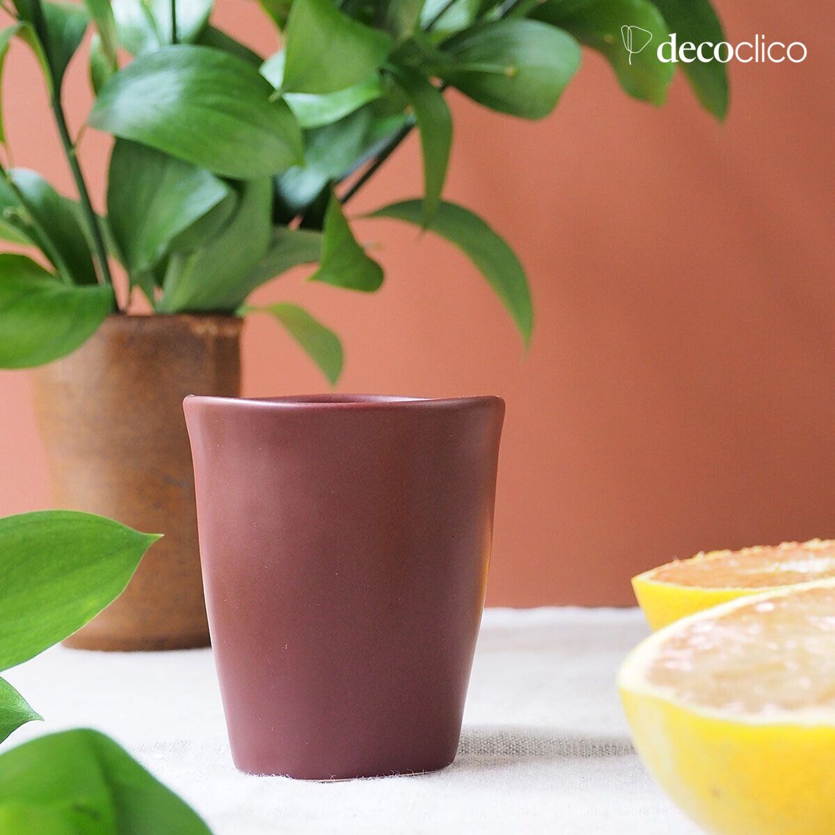 Set van 4 espressokopjes van terracotta rood keramiek Fjord