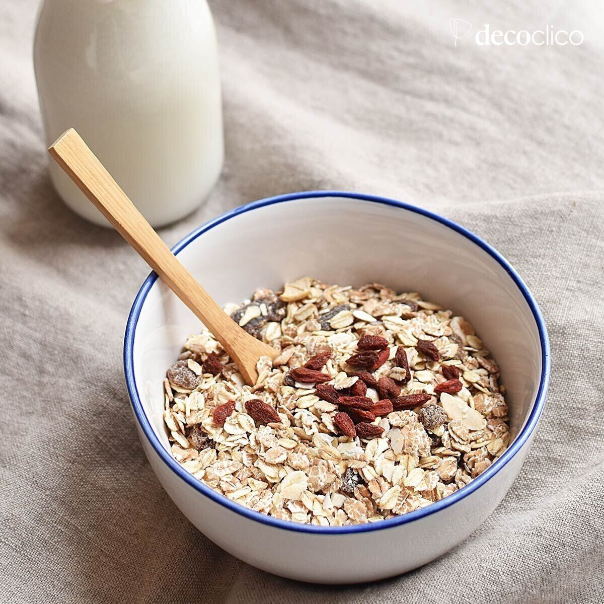 Set van 4 kommen van wit keramiek met blauwe rand Baltique