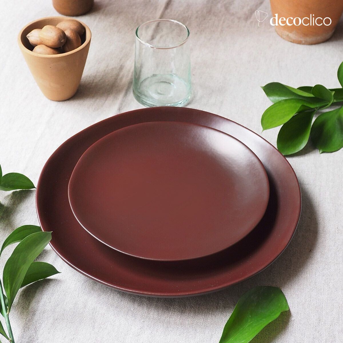 Set van 4 terracotta keramische dessertborden Fjord