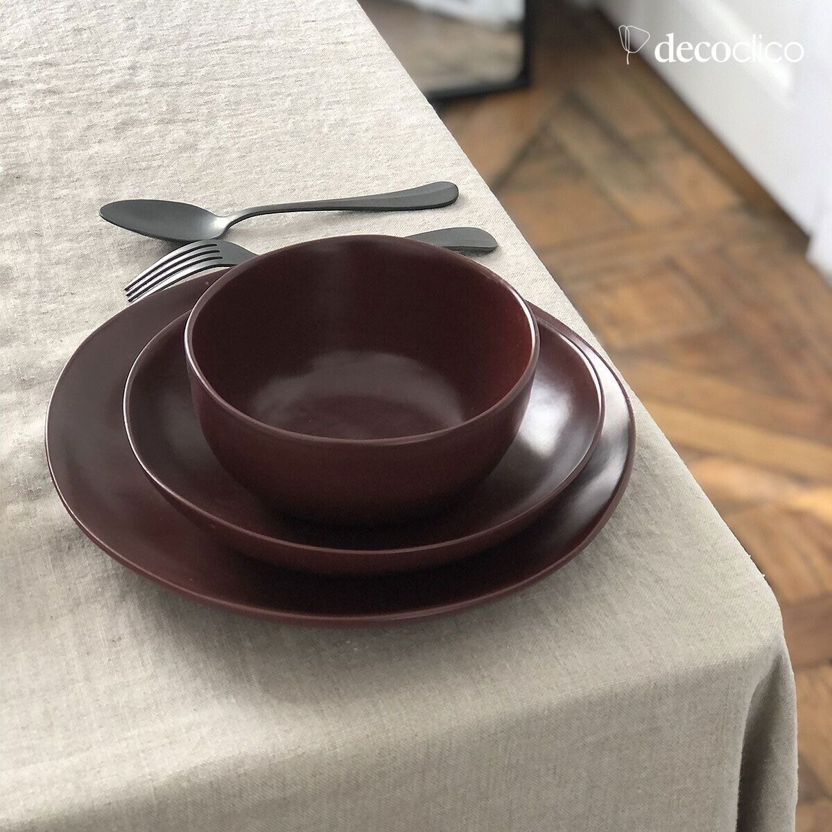 Set van 4 terracotta keramische dinerborden Fjord