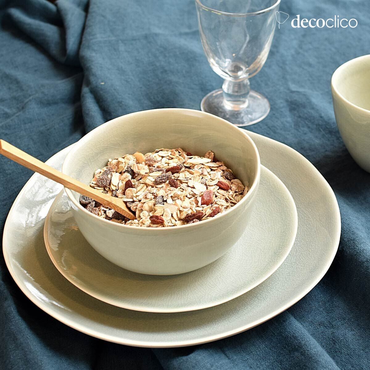 Set van 4 watergroene gebarsten keramische dessertborden Frost