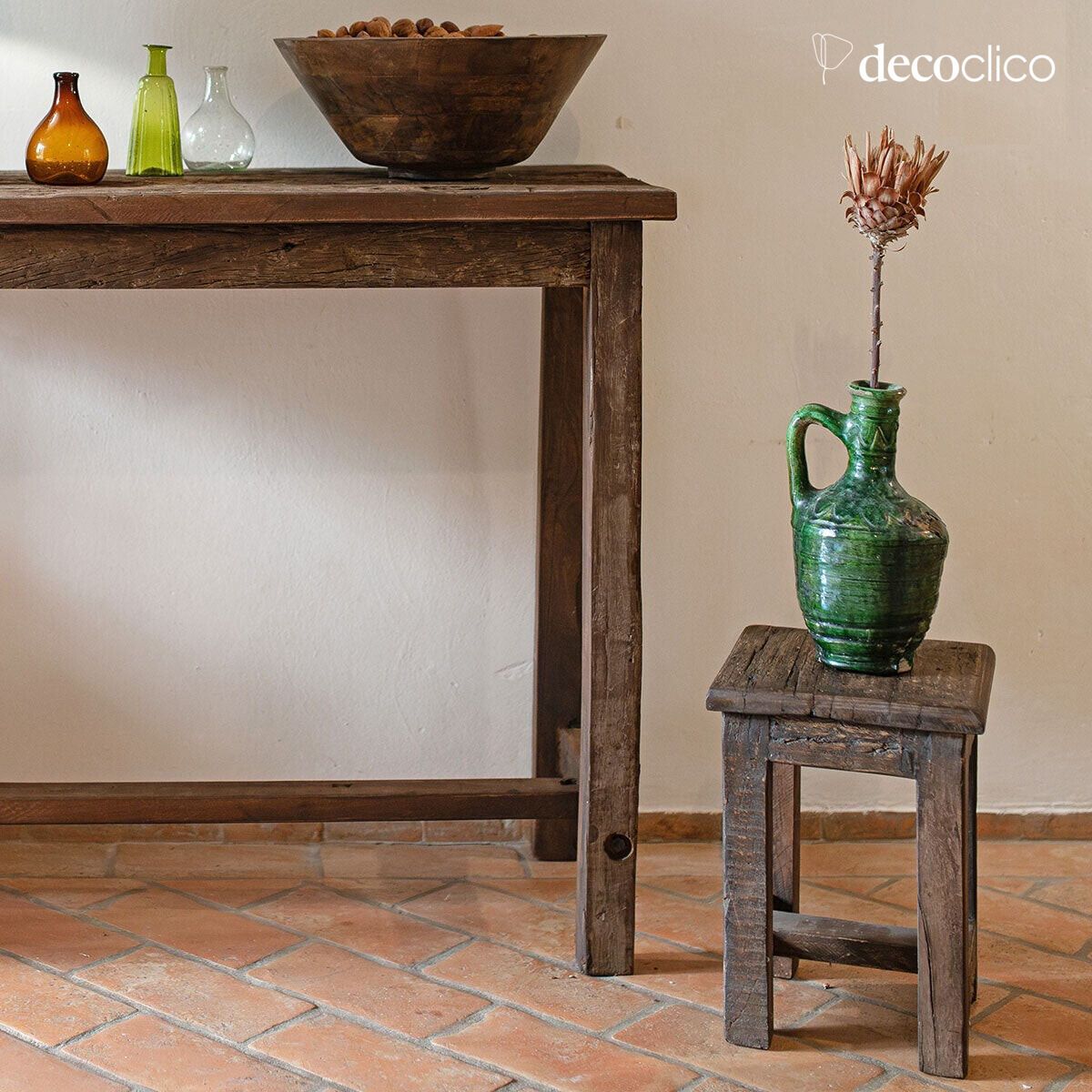 Sgabello piccolo in legno riciclato scuro Vermont