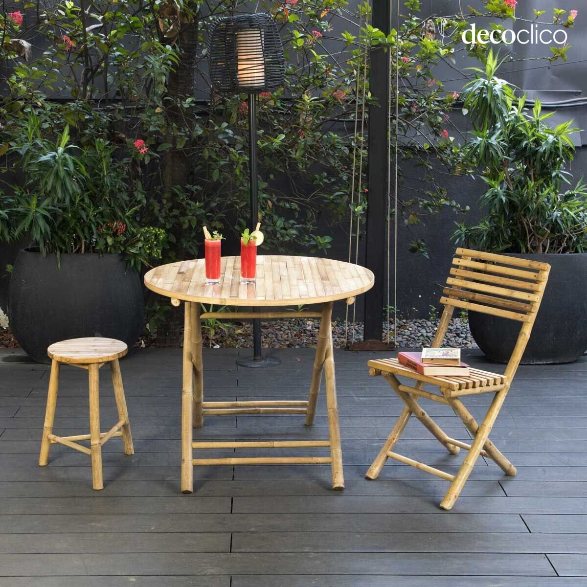 Silla de jardín plegable de bambú natural Taman