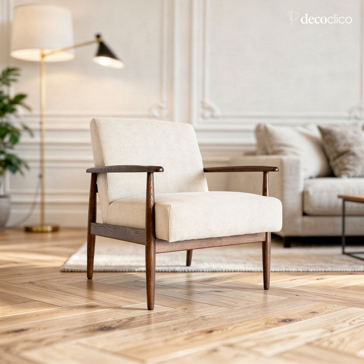 Sillón de fresno lino / algodón natural