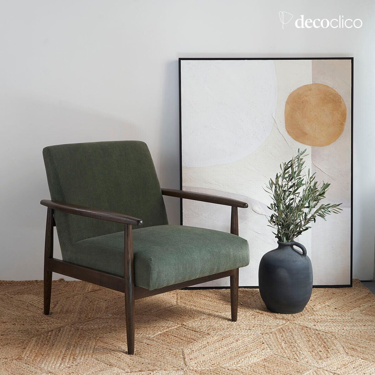 Sillón de fresno y pana caqui