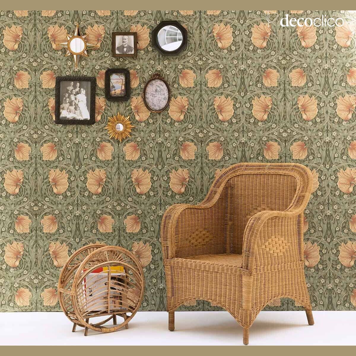 Sillón de ratán natural con reposabrazos y asiento trenzado Cabourg