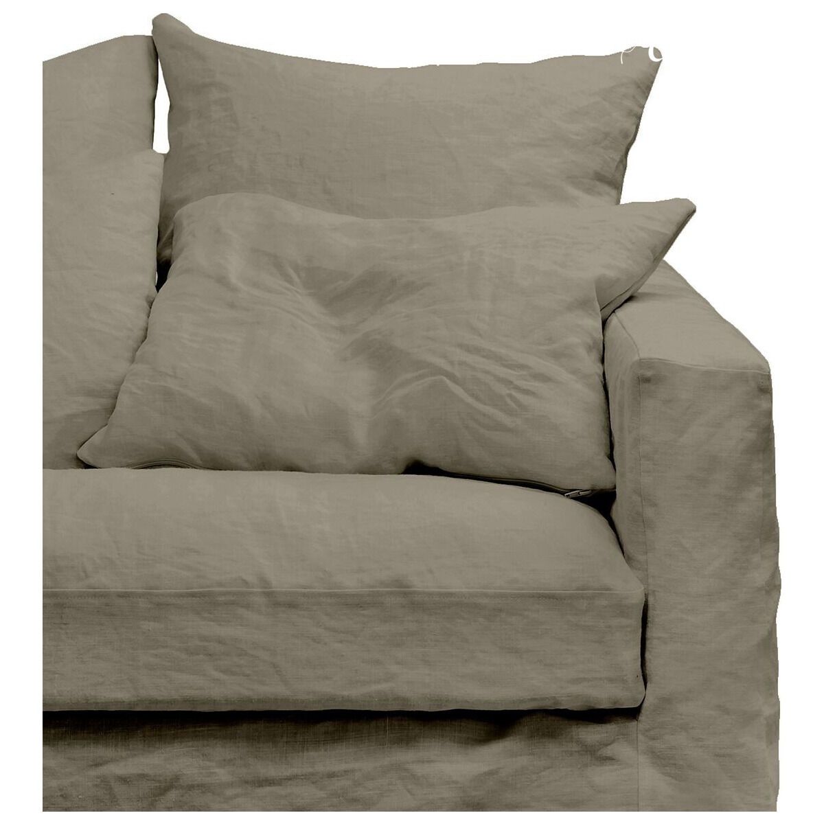 Sillón desenfundable de lino arrugado Cap Breton - natural