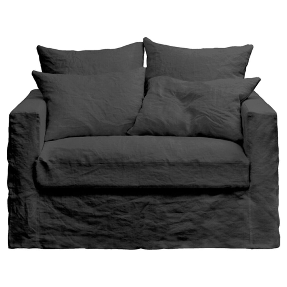 Sillón desenfundable de lino arrugado Cap Breton - pizarra