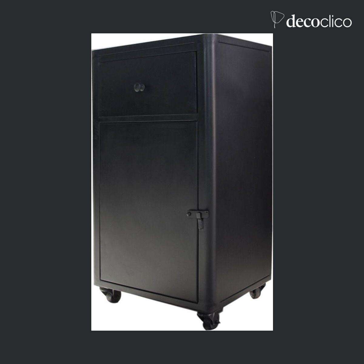 Small buffet 1 door 1 drawer in matt black metal Bonnie