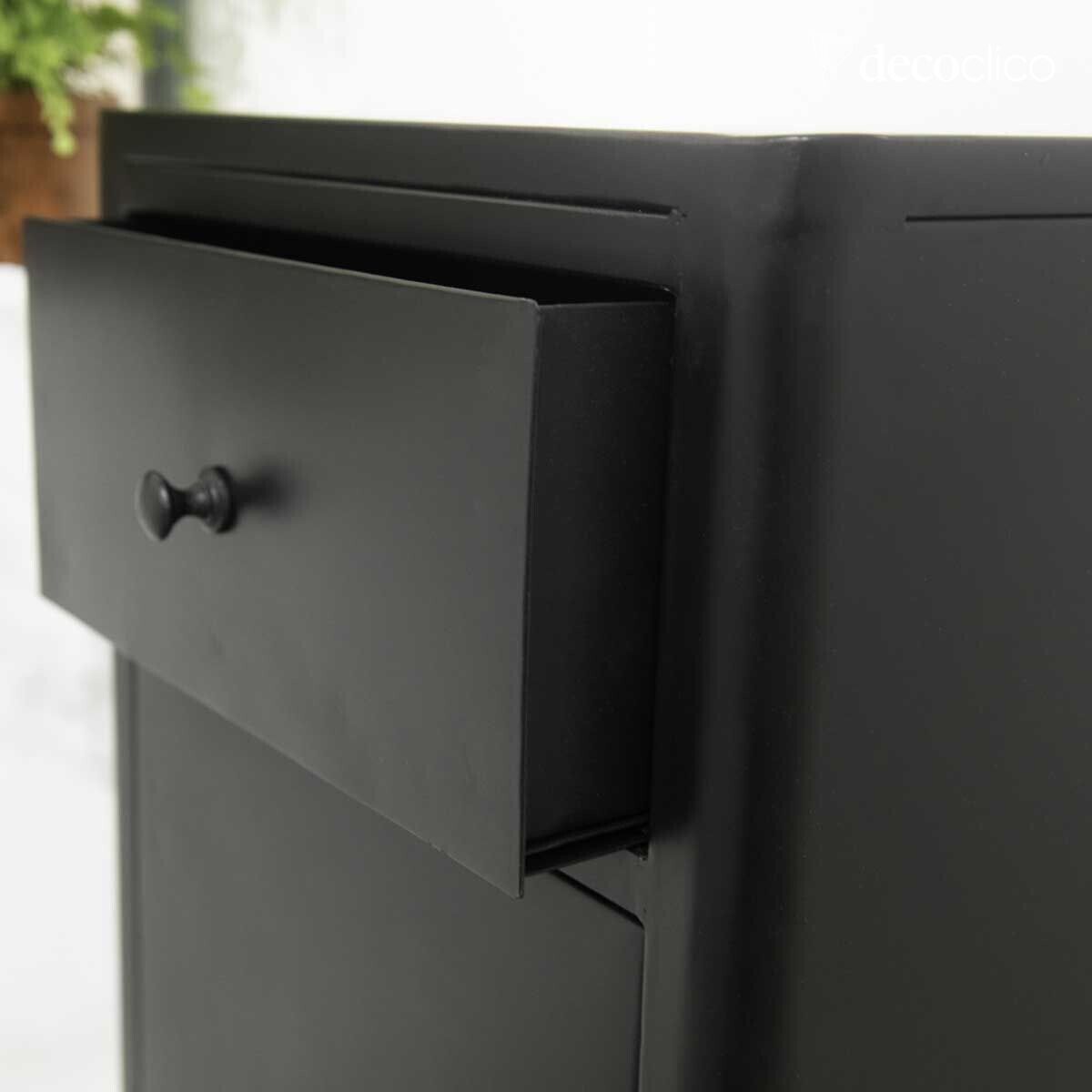 Small buffet 1 door 1 drawer in matt black metal Bonnie