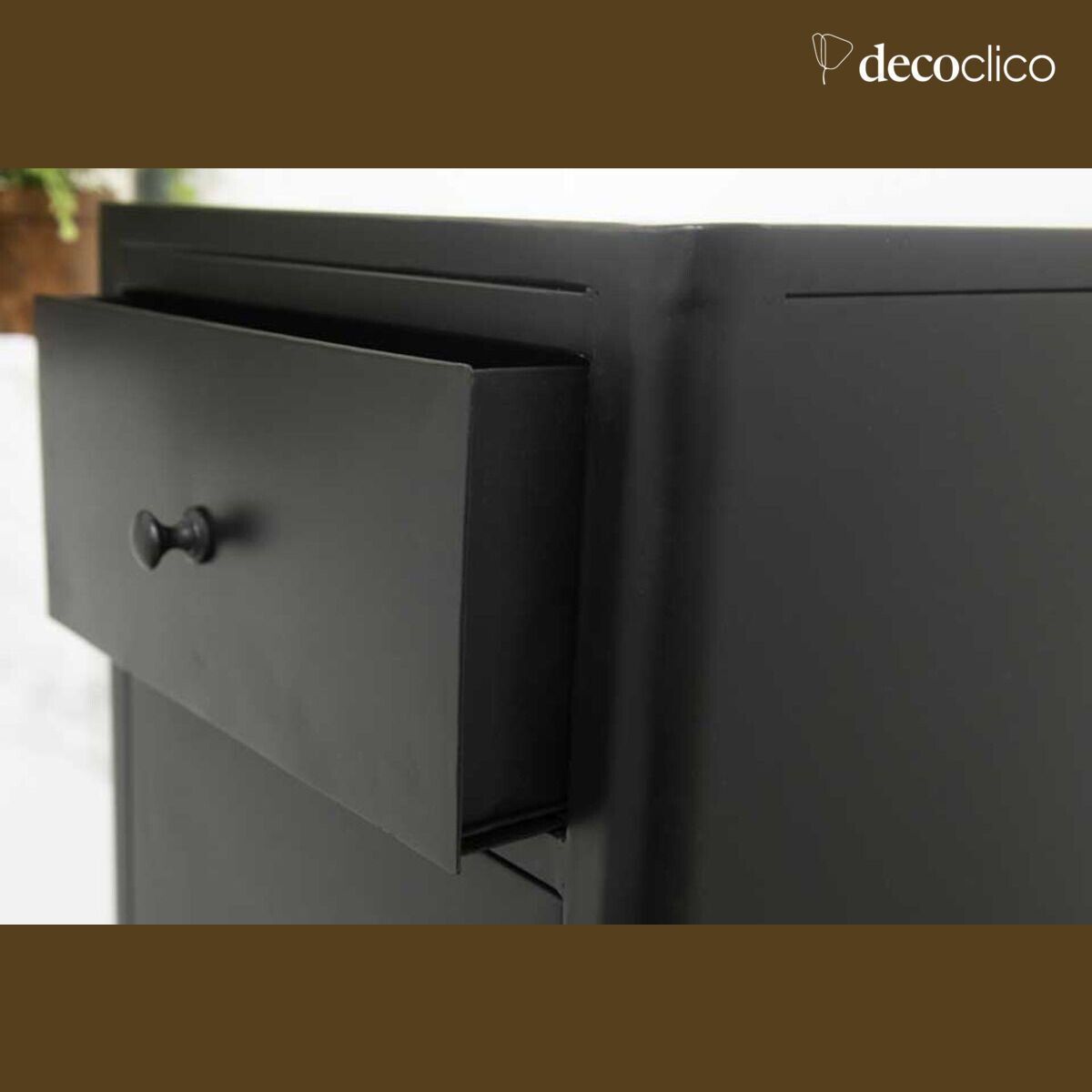 Small buffet 1 door 1 drawer in matt black metal Bonnie