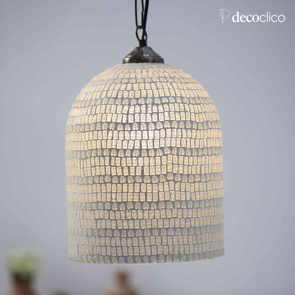 Sospensione a campana in mosaico di vetro - bianco Bangalore