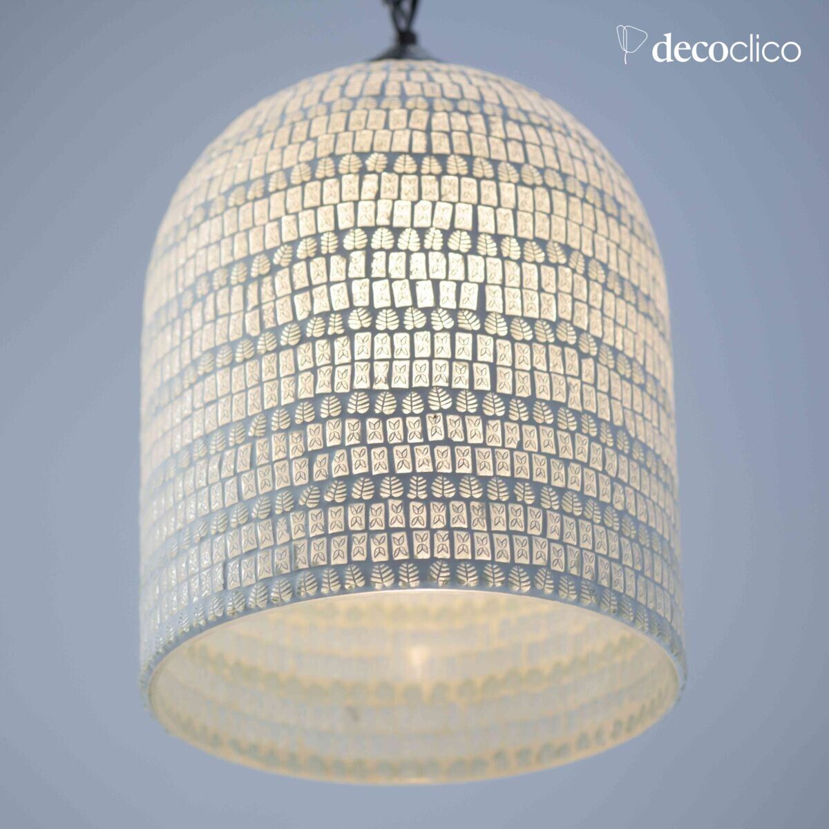 Sospensione a campana in mosaico di vetro - bianco Bangalore