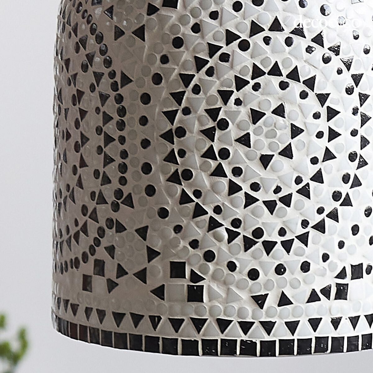 Sospensione a campana in mosaico di vetro - bianco e nero Bangalore