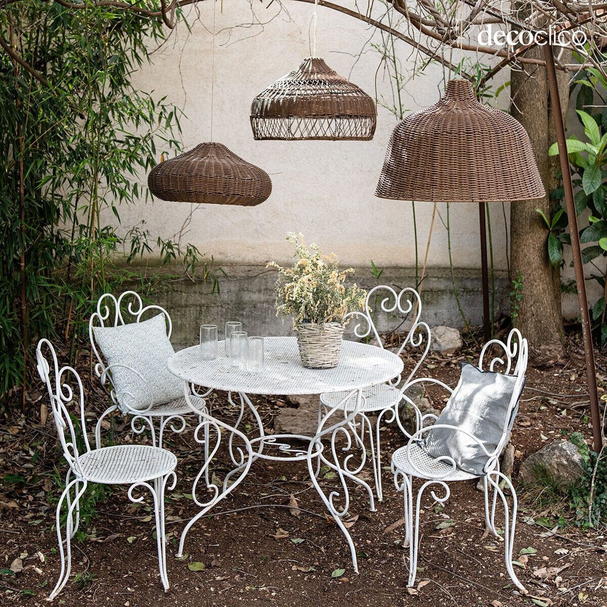 Sospensione a campana XL in polyrattan marrone (non elettrificata) fatta a mano Tavira