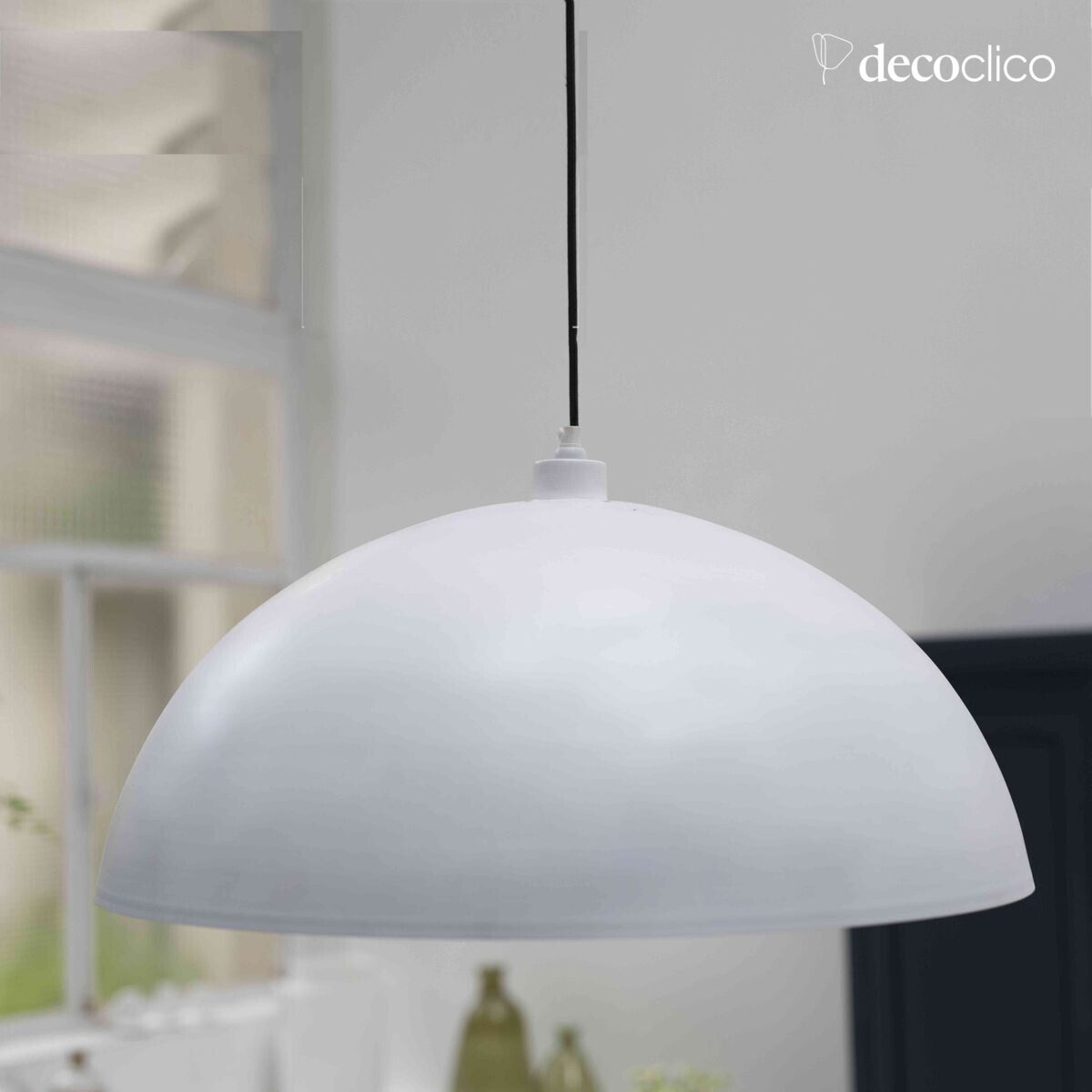 Sospensione a cupola in metallo finitura bianco opaco interno argento Douglas