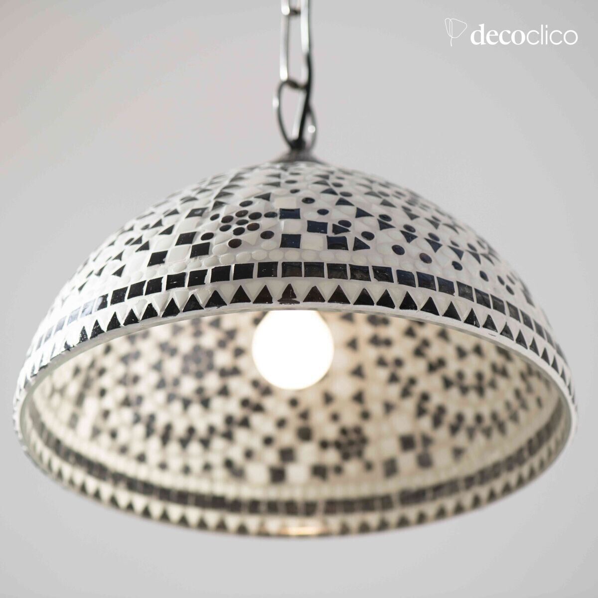 Sospensione a cupola in mosaico di vetro - bianco e nero Bangalore