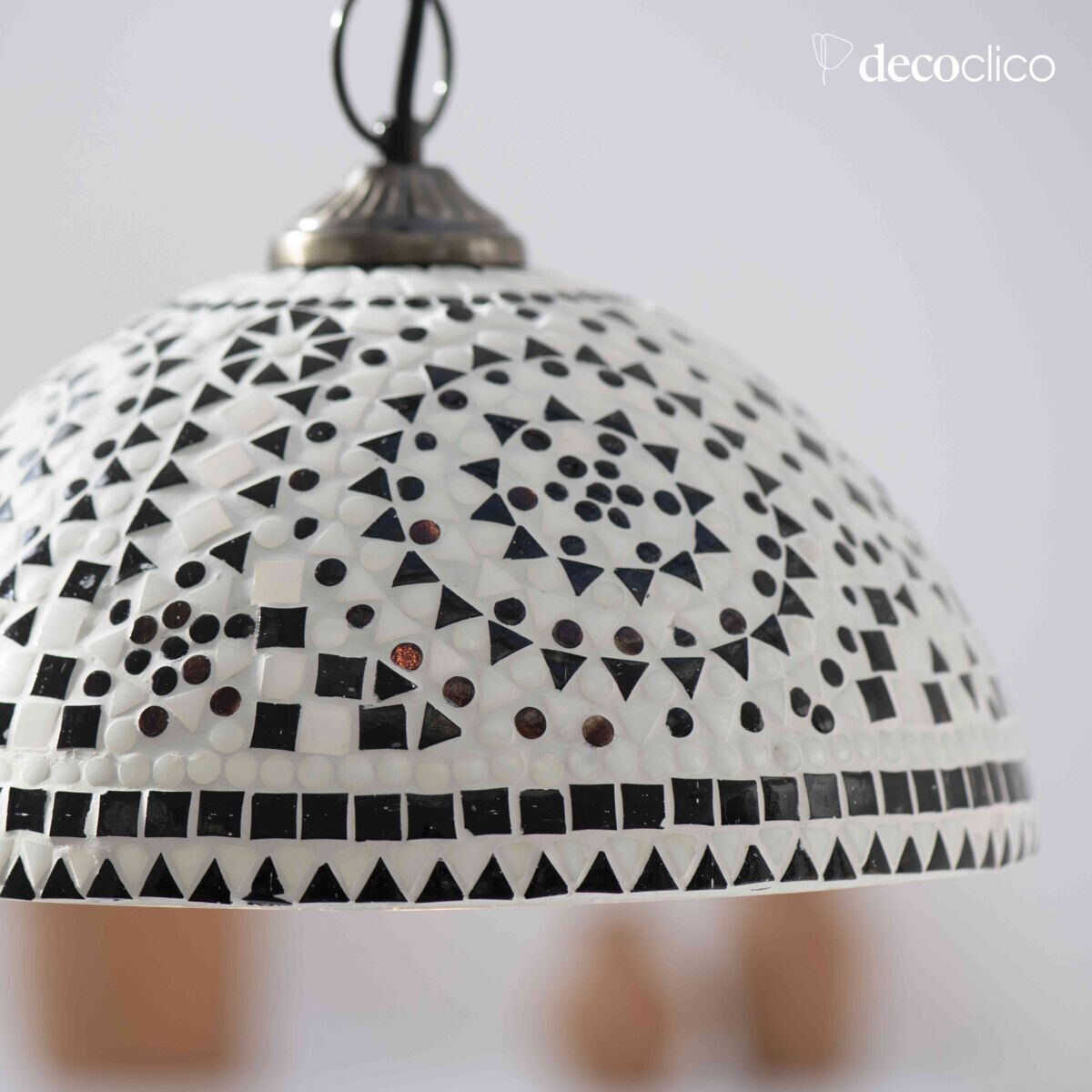 Sospensione a cupola in mosaico di vetro - bianco e nero Bangalore