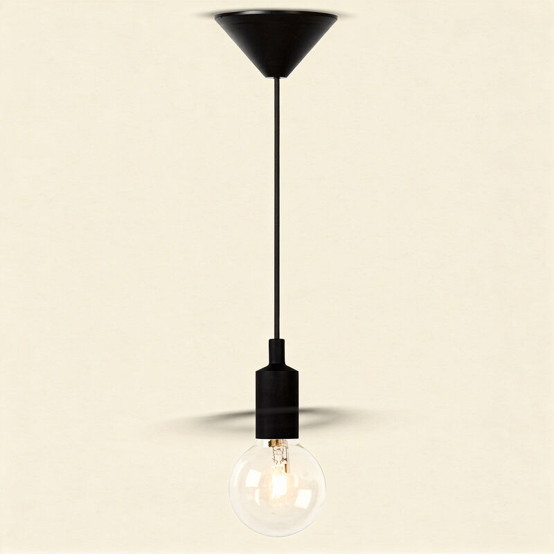 Sospensione con portalampada in pvc nero Fix Lucide