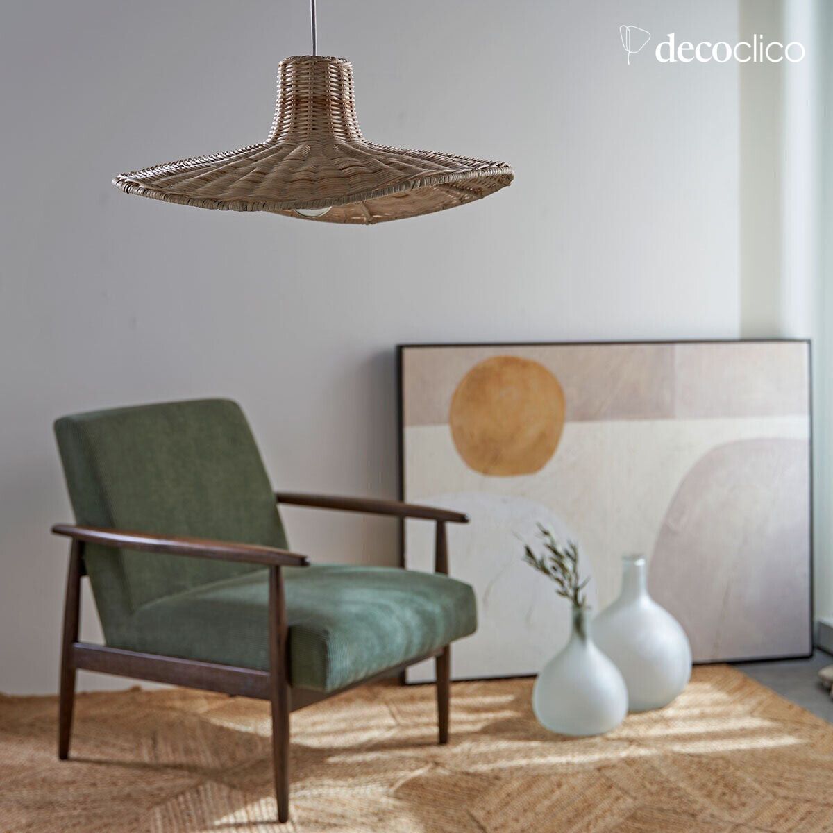 Sospensione non elettrificata a forma di cappello a cilindro in rattan intrecciato, diametro 50