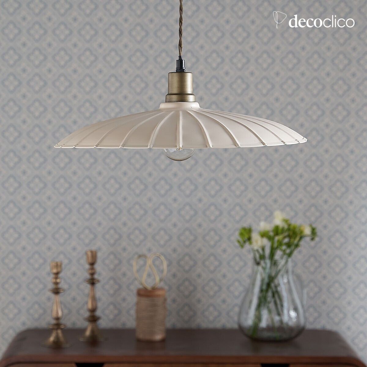 Sospensione vintage in metallo color crema Odette