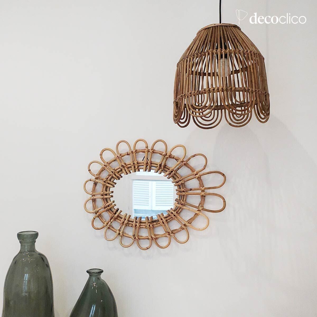 Sospensione vintage in rattan naturale (non elettrificata) Moka