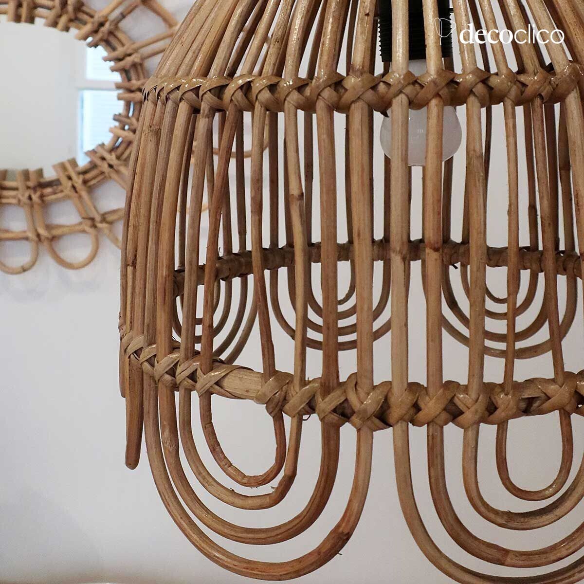 Sospensione vintage in rattan naturale (non elettrificata) Moka