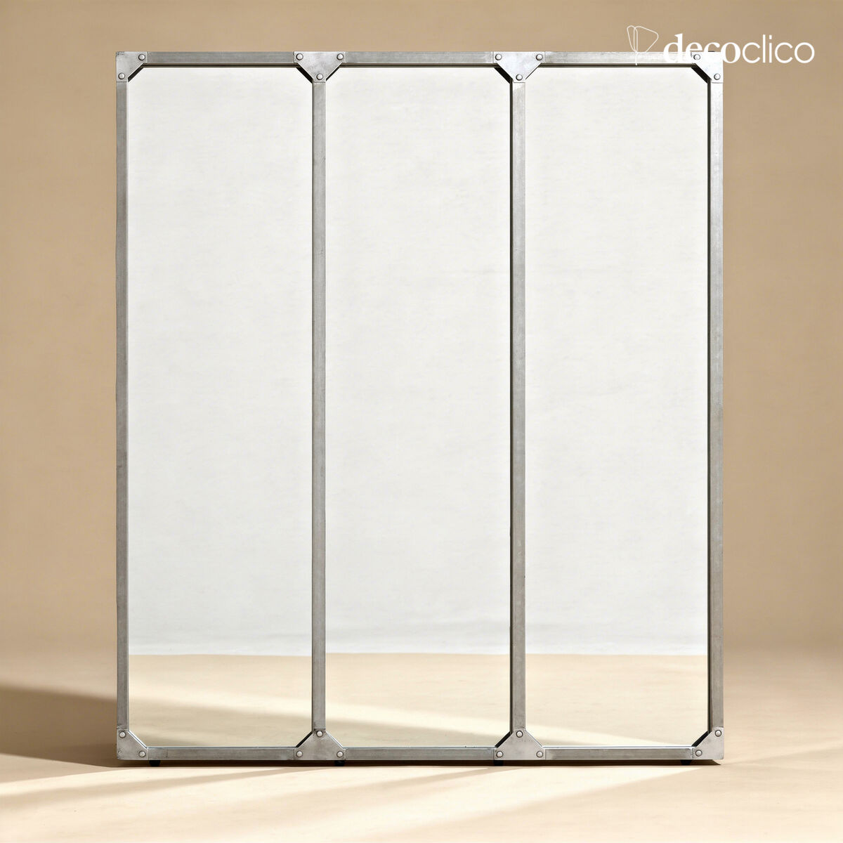 Specchio a vetri XL rettangolare in metallo, finitura zinco 95 x 120 Bricklane