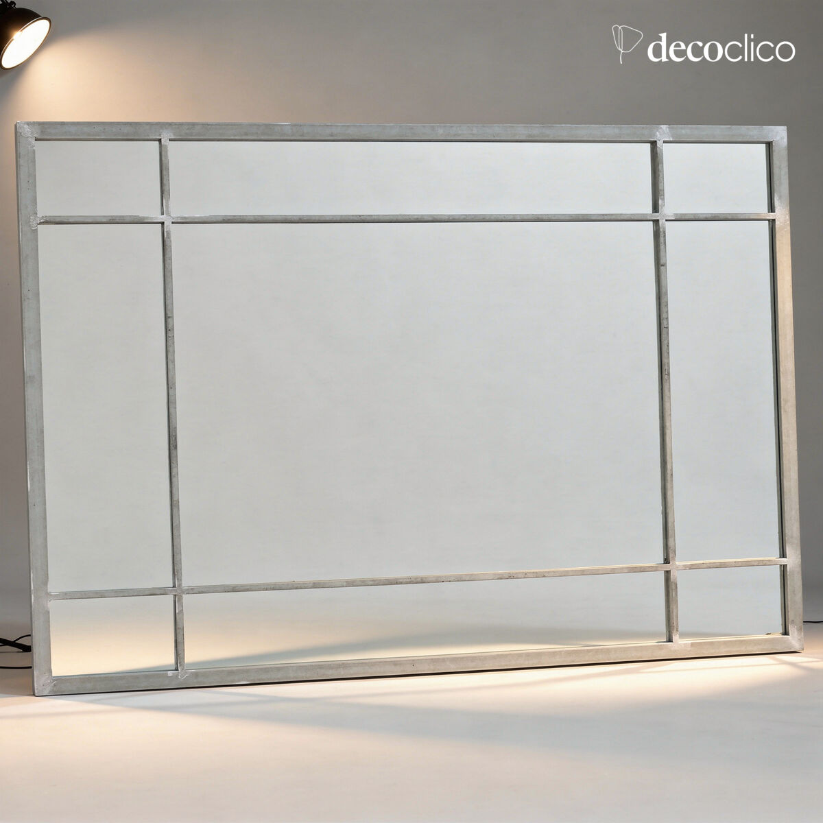 Specchio Art Déco in metallo con finitura zinco  Wallis