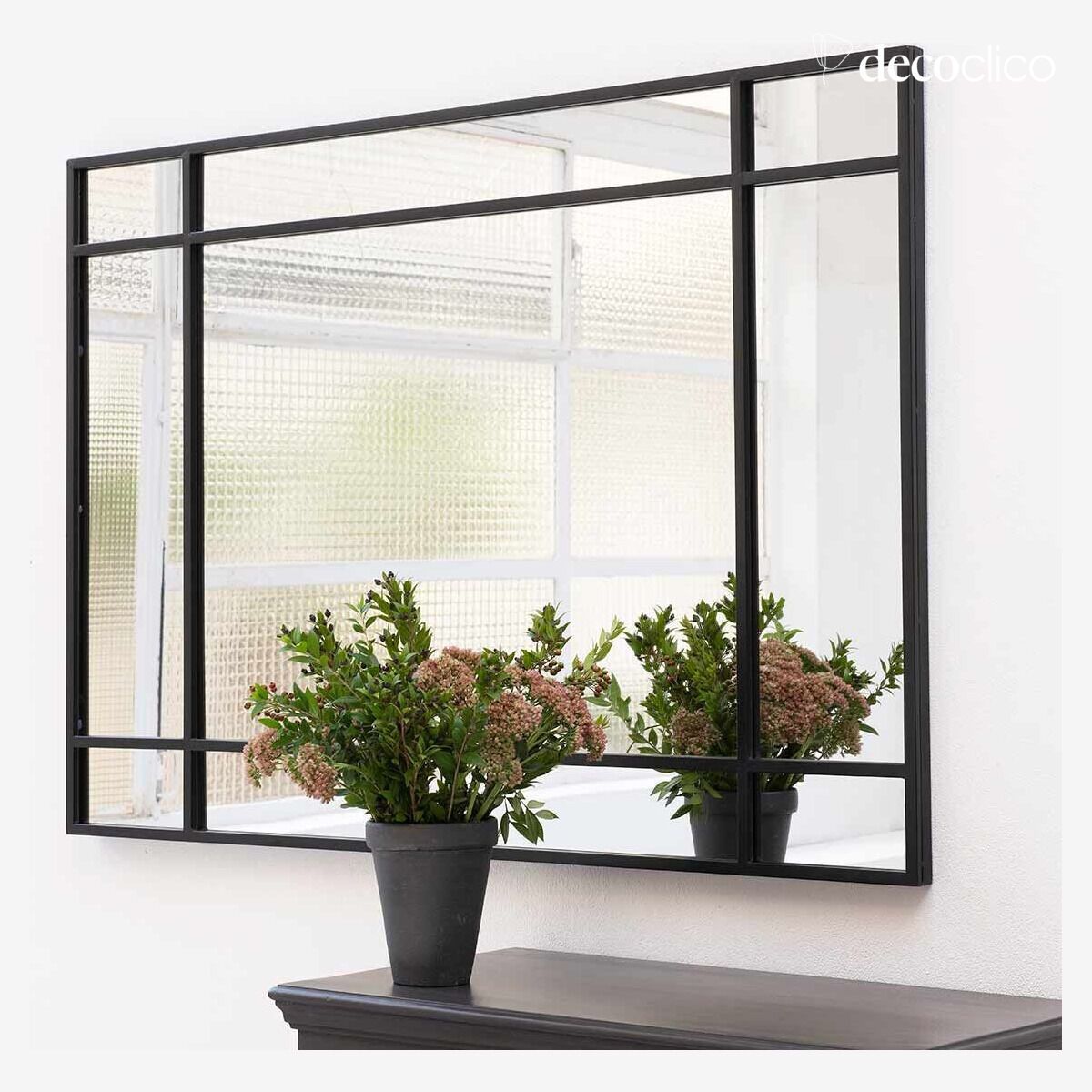 Specchio Art Déco in metallo nero 130 x 90 cm  Wallis