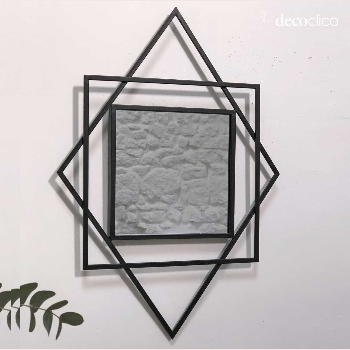 Specchio con motivo grafico Art Déco nero 70 x 50 cm  Tonka