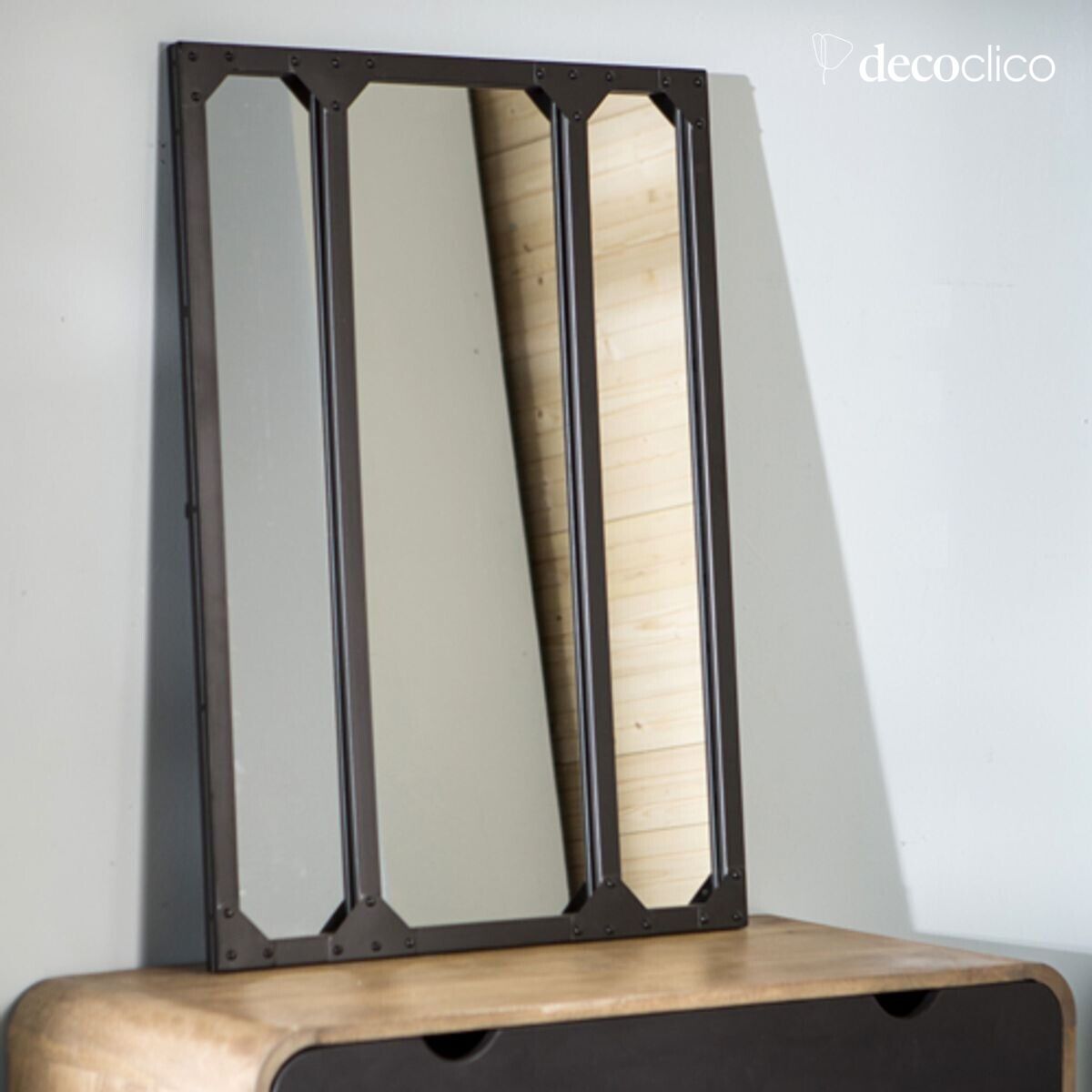 Specchio con vetro da officina in metallo rettangolare nero 60 x 83 cm  Bricklane