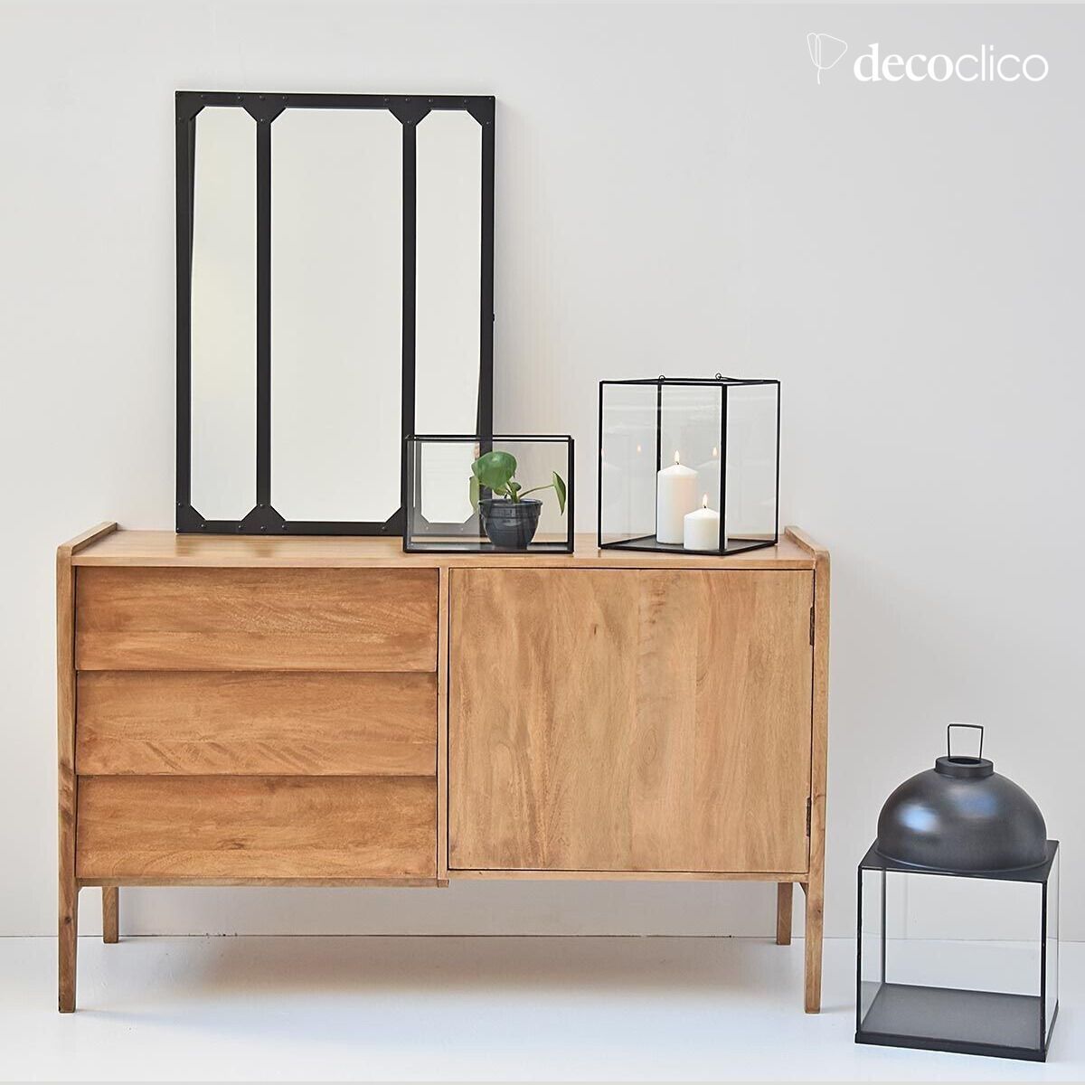 Specchio con vetro da officina in metallo rettangolare nero 60 x 83 cm  Bricklane