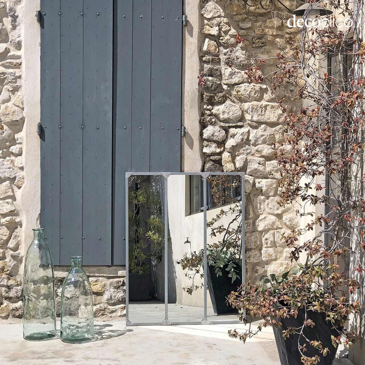 Specchio con vetro per officina XL rettangolare in metallo con finitura zinco 95 x 120  Bricklane