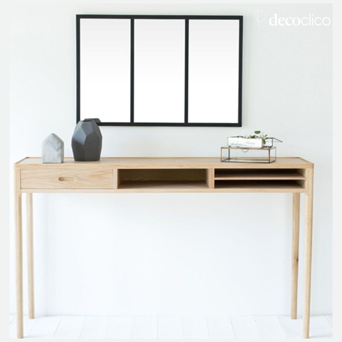 Specchio con vetro rettangolare da officina in metallo nero 90 x 60 cm  Bricklane